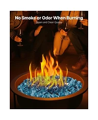 Sugift Fire Pit Glass 10 lbs Aqua 1/2 in Reflective Tempered Fireplace Rocks