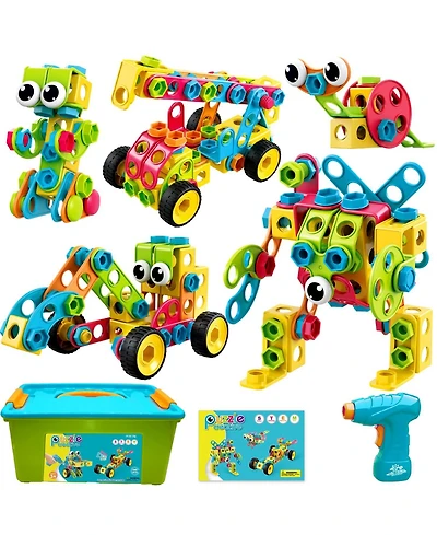Gnuadz Stem Building Blocks Toys Ages 3-10 Educational Creative Games Storage Box