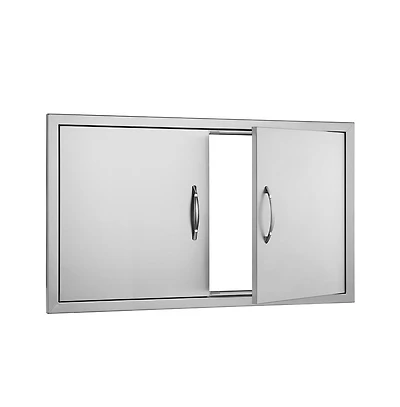 Sugift Bbq Access Door 36x21 in Double Outdoor Kitchen Door Stainless Steel Flush Mount
