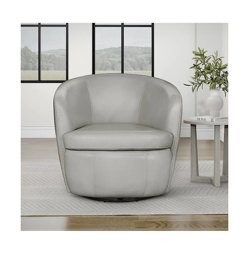 Parker Living Steamboat Ice 100% Italian Leather Swivel Club Chair