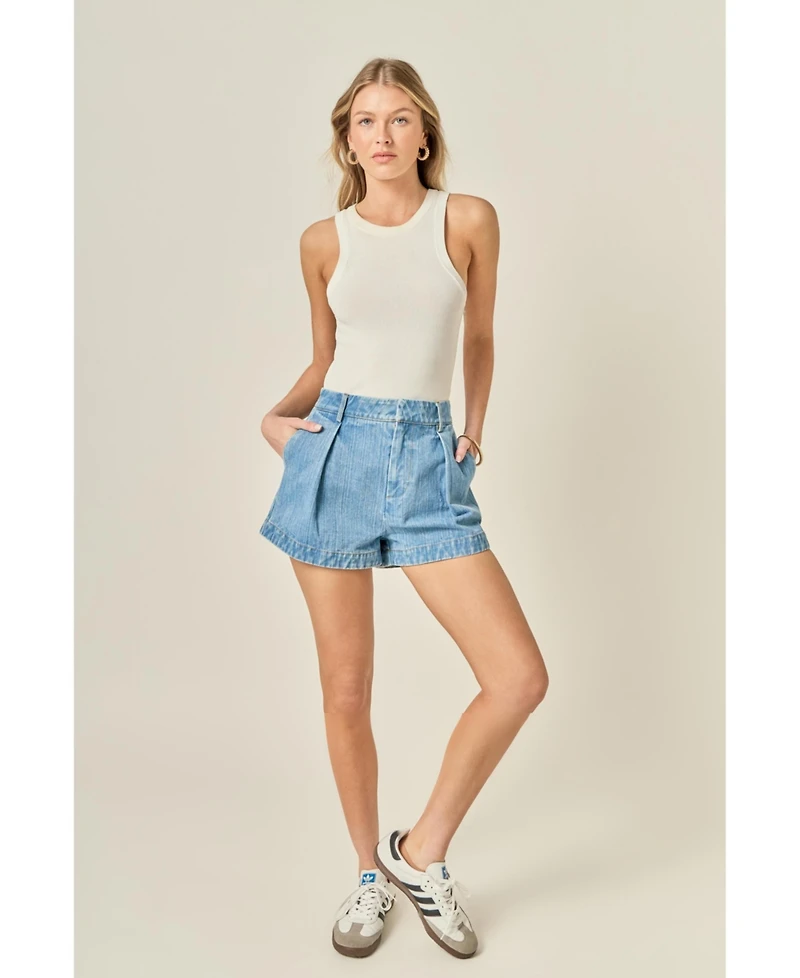 English Factory Women's High Waisted Denim Shorts