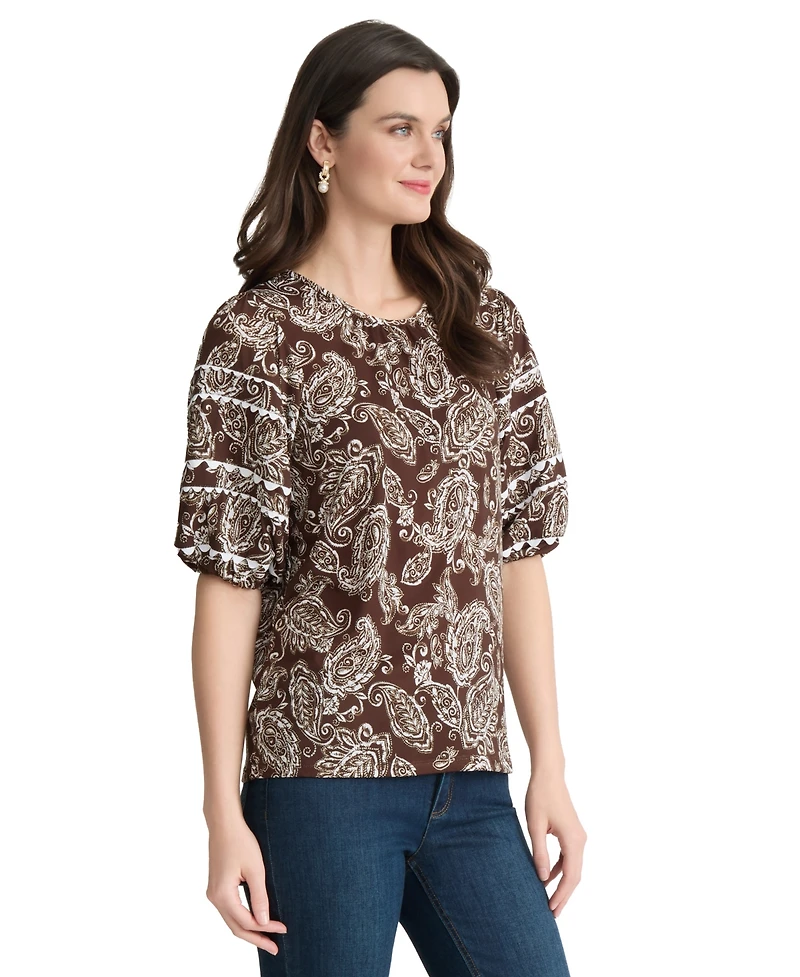 Jones New York Petite Printed Crewneck Top