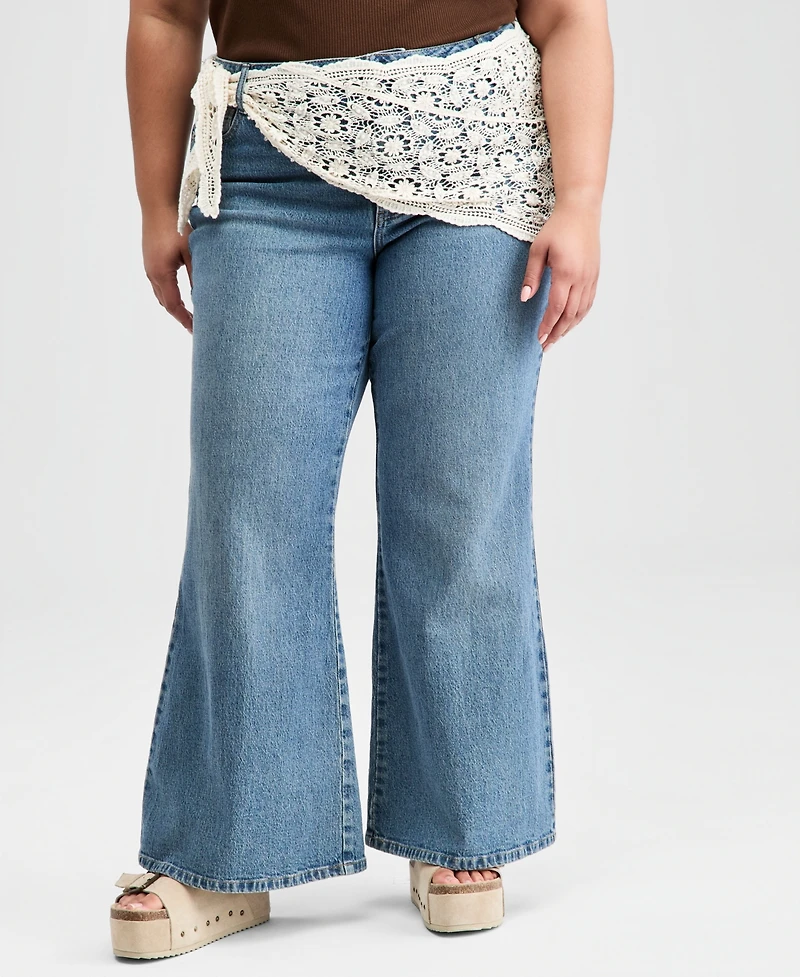 And Now This Plus Crocheted-Scarf Flare Jeans, Macy's Exclusive