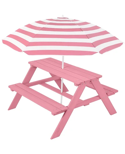 Best Choice Products Kids Wooden Picnic Table, Outdoor Activity Table w/ Adjustable Umbrella, Seats