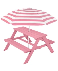 Best Choice Products Kids Wooden Picnic Table, Outdoor Activity Table w/ Adjustable Umbrella, Seats