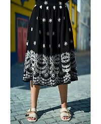 Yumi Women's Embroidered Midi Skirt