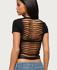Edikted Women's Izabelle Shredded Back T Shirt