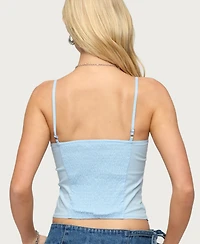 Edikted Women's Kerah Ruffle Button Tank Top