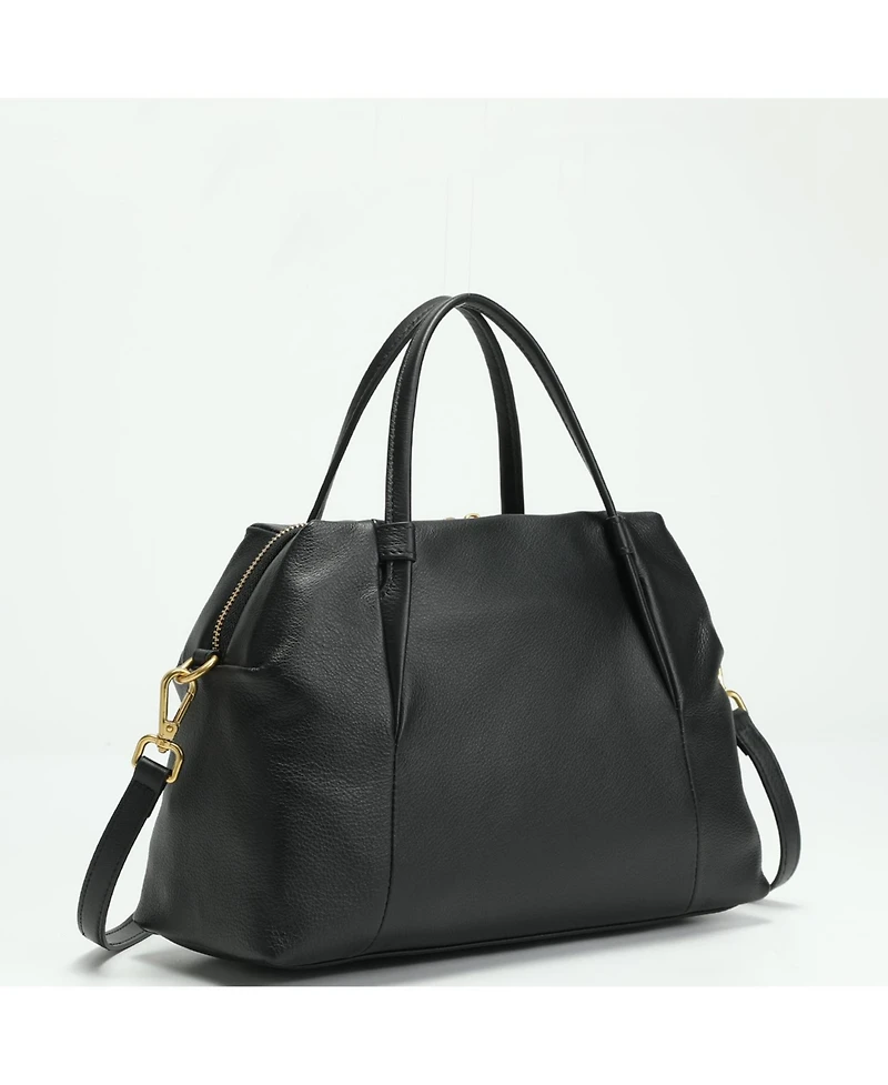 Susu Ava Pebbled Leather Satchel Bag for Women Top Handle Crossbody Purse Structured Medium Everyday Tote with Shoulder Strap