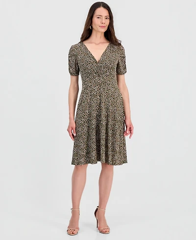 Connected Women's Printed Short-Sleeve A-Line Dress