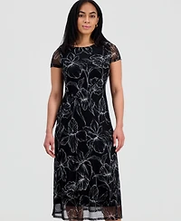 Connected Women's Printed Mesh Midi Dress