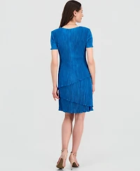 Connected Women's V-Neck Tiered Short-Sleeve Sheath Dress