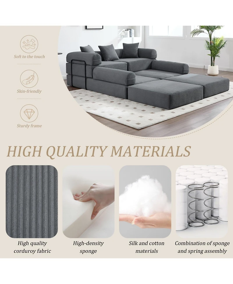 Streamdale Furniture Convertible Folding Sofa Bed with Pillow Back Handrail, Cloud Mattress Sofa