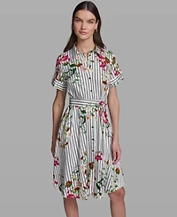 Karl Lagerfeld Paris Women's Short-Sleeve Striped Shirt Dress
