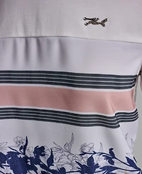 Karl Lagerfeld Paris Women's Short-Sleeve Mix-Media Printed Knit Top