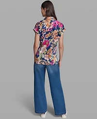 Karl Lagerfeld Paris Women's Short-Sleeve Side-Tie Blouse