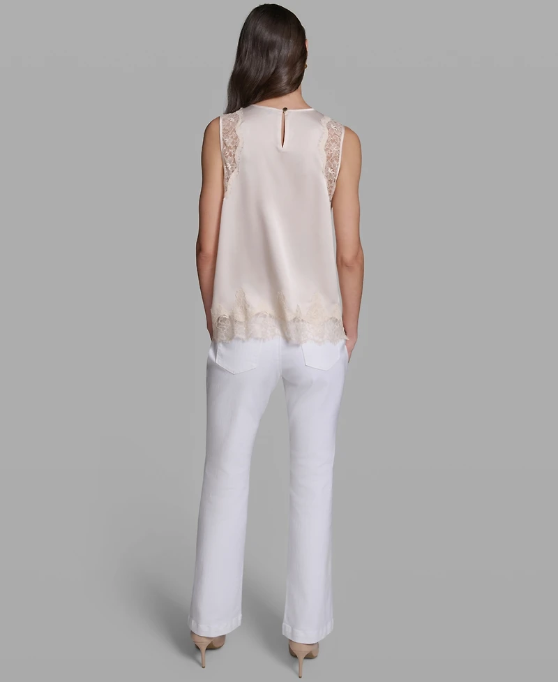 Karl Lagerfeld Paris Women's Sleeveless Lace Trim Cami Top