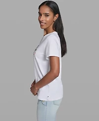 Karl Lagerfeld Paris Women's Logo Print Short-Sleeve T-Shirt