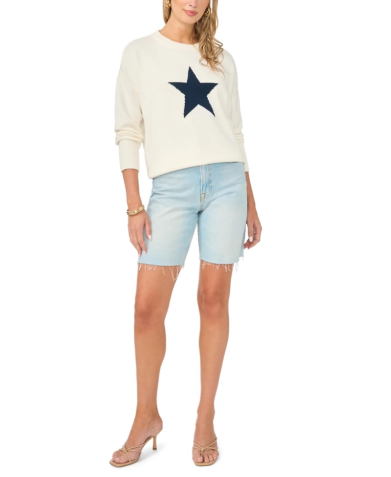 Vince Camuto Women's Star Motif Crewneck Sweater