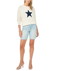 Vince Camuto Women's Star Motif Crewneck Sweater