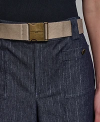 Karl Lagerfeld Paris Petite Striped Cropped Denim Pants