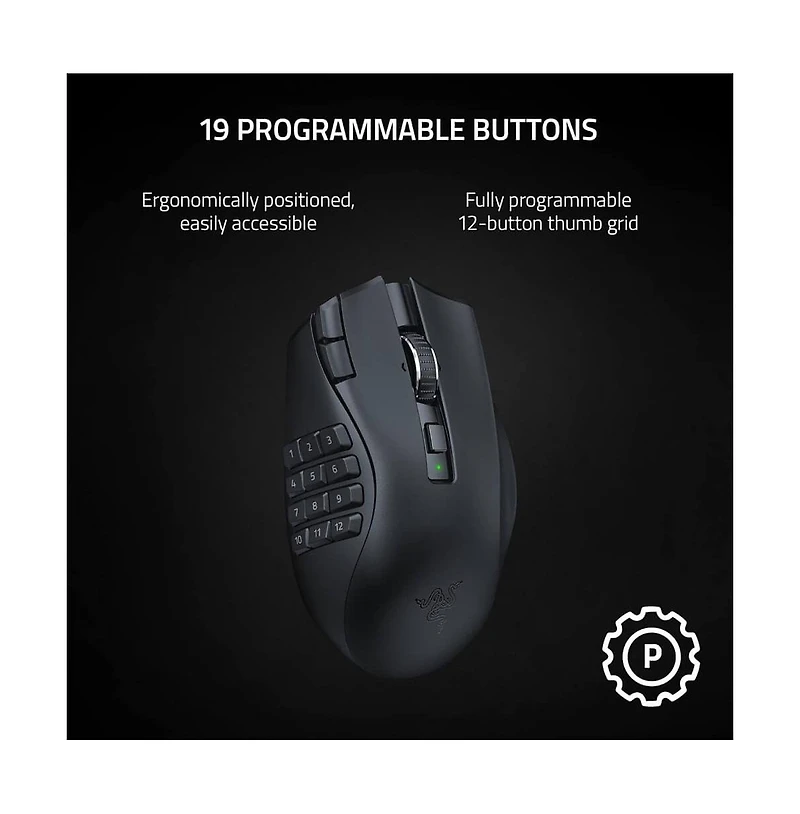 Razer Naga V2 HyperSpeed Wireless Ergonomic Gaming Mouse - Black