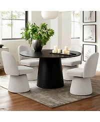 Maison Boucle 360degree(s) Swivel Upholstered Dining Chairs Set of 2, Modern Side