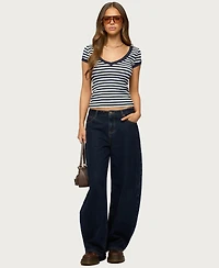 Edikted Women's Antonela Striped V Neck T Shirt