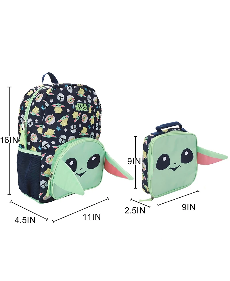 Star Wars: The Mandalorian The Mandalorian Grogu 16" Novelty Backpack and Lunch Box Set For School And Travel