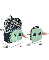 Star Wars: The Mandalorian The Mandalorian Grogu 16" Novelty Backpack and Lunch Box Set For School And Travel