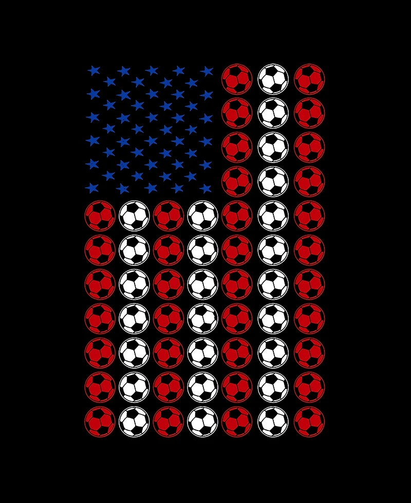 La Pop Art Men's American Flag Soccer Balls Word Raglan-Sleeve T-Shirt
