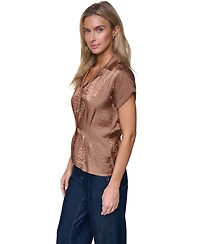 Nautica Women's Short-Sleeve Pleated Shirt