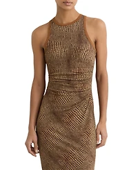 Reiss Women's Snake-Print Jersey Racer Midi Dress