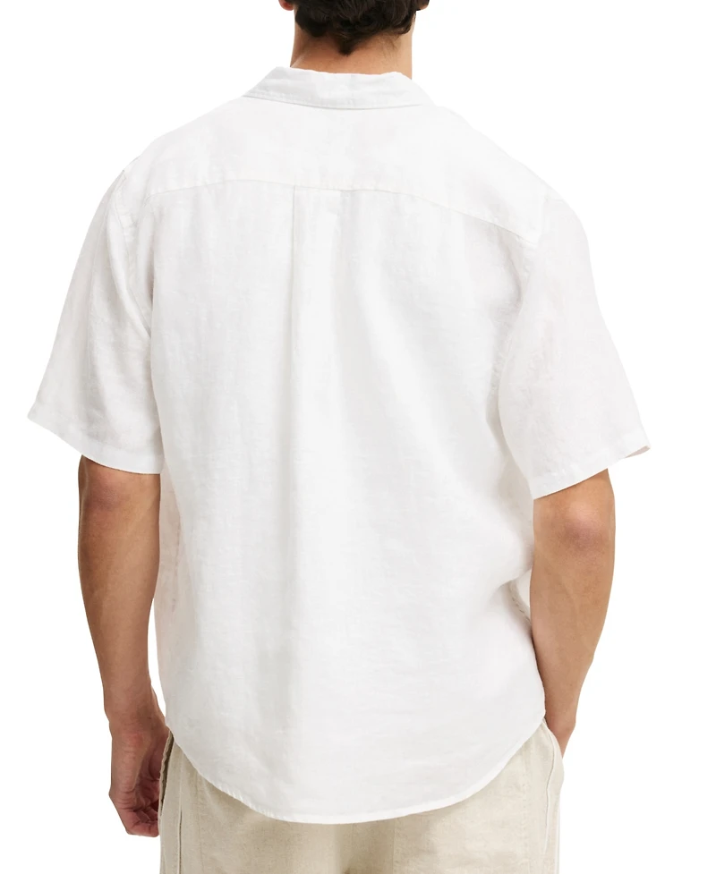 Cotton On Men's Relaxed Linen Short-Sleeve Shirt
