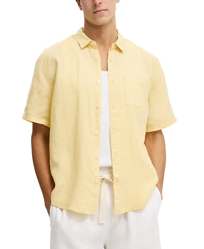 Cotton On Men's Relaxed Linen Short-Sleeve Shirt