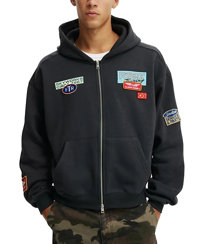 Cotton On Men's Cropped Zip-Up Graphic Hoodie