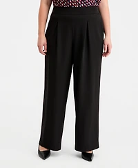 Anne Klein Plus Pleat-Front Wide Leg Pants