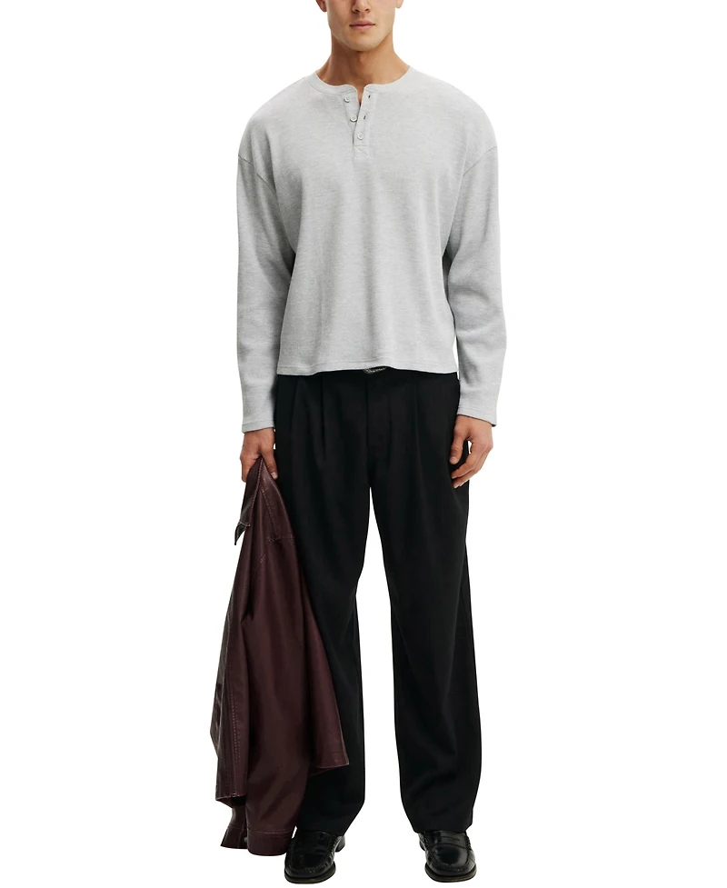 Cotton On Men's Modern Relaxed-Fit Textured Henley T-shirt