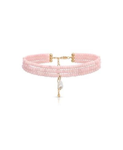 Ettika Marina Layers Rose Quartz Necklace