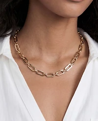Ettika Golden Flat Rectangle Chain Necklace