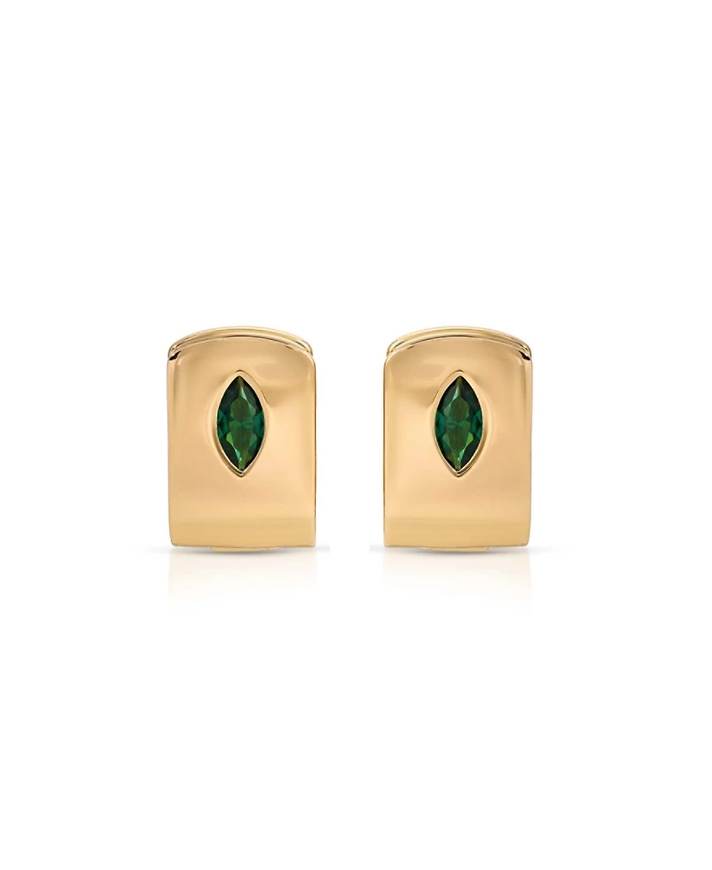 Ettika 18k Gold-Plated Marquise Crystal Huggie Earrings