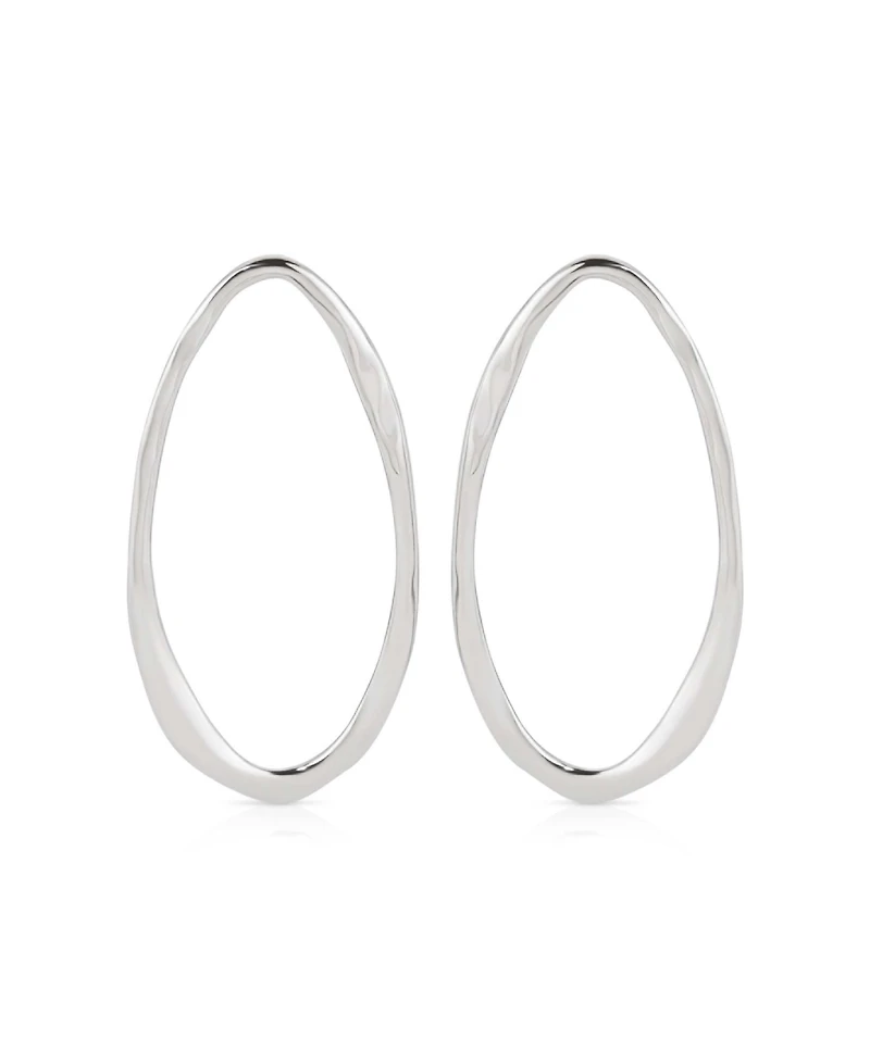 Ettika Silver-Tone Hammered Large Oval Earrings