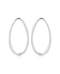 Ettika Silver-Tone Hammered Large Oval Earrings