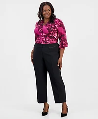 Kasper Plus High-Rise Slim-Leg Pants