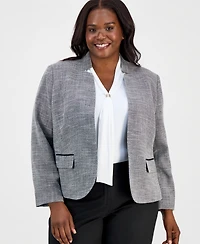 Kasper Plus Cutout-Collar Kiss-Front Blazer