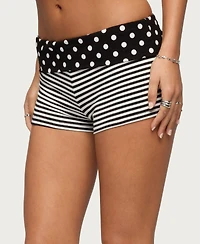 Edikted Women's Presley Stripe and Polka Dot Foldover Shorts