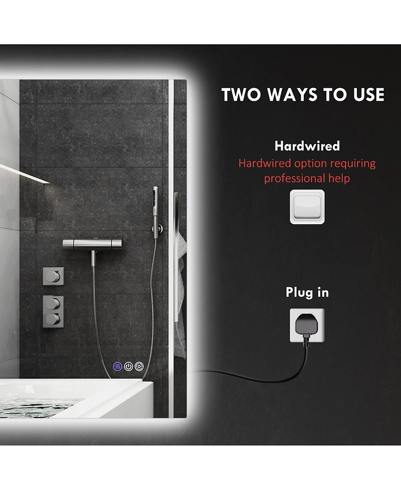 Homcom 39" x 32" Dimmable Led Bathroom Mirror w/ Infinite Color Temp