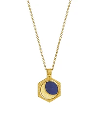 Ottoman Hands Lapis Moon Rotating Pendant Necklace