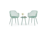 Boyel Living 3 Piece Patio Chair Set with Pp Seat and Tabletop for Porch