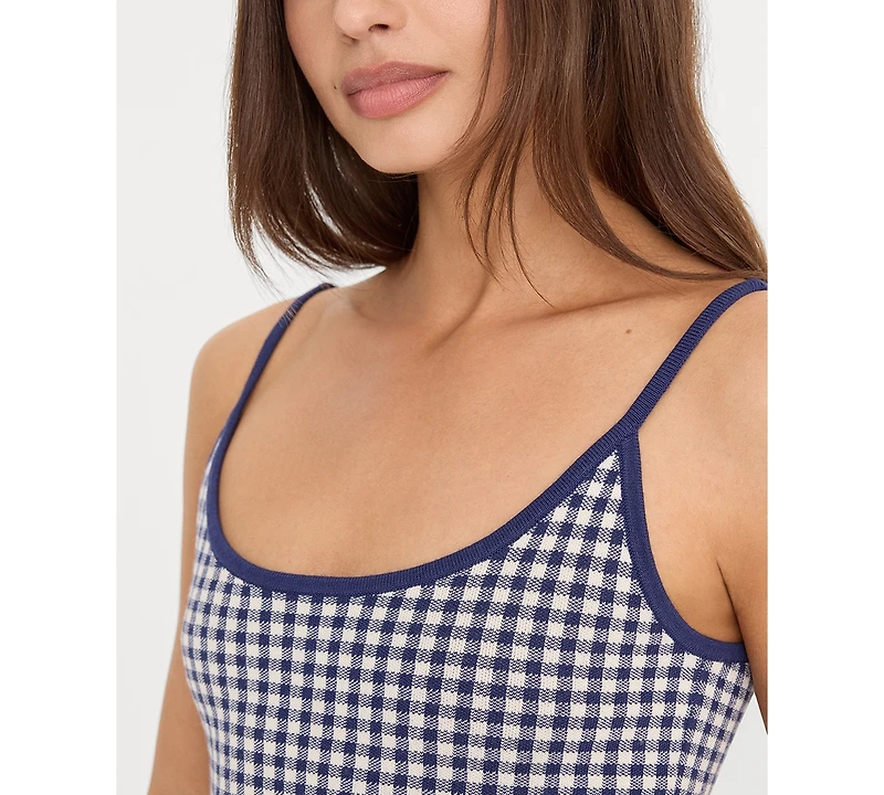 Good American Women's Gingham Camisole Sweater Tank Top